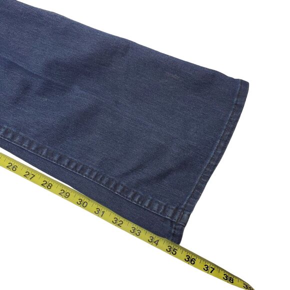 TRUE RELIGION Jeans Womens 31 Blue Leather Accent Flap Pockets Designer Bootcut - Picture 5 of 11